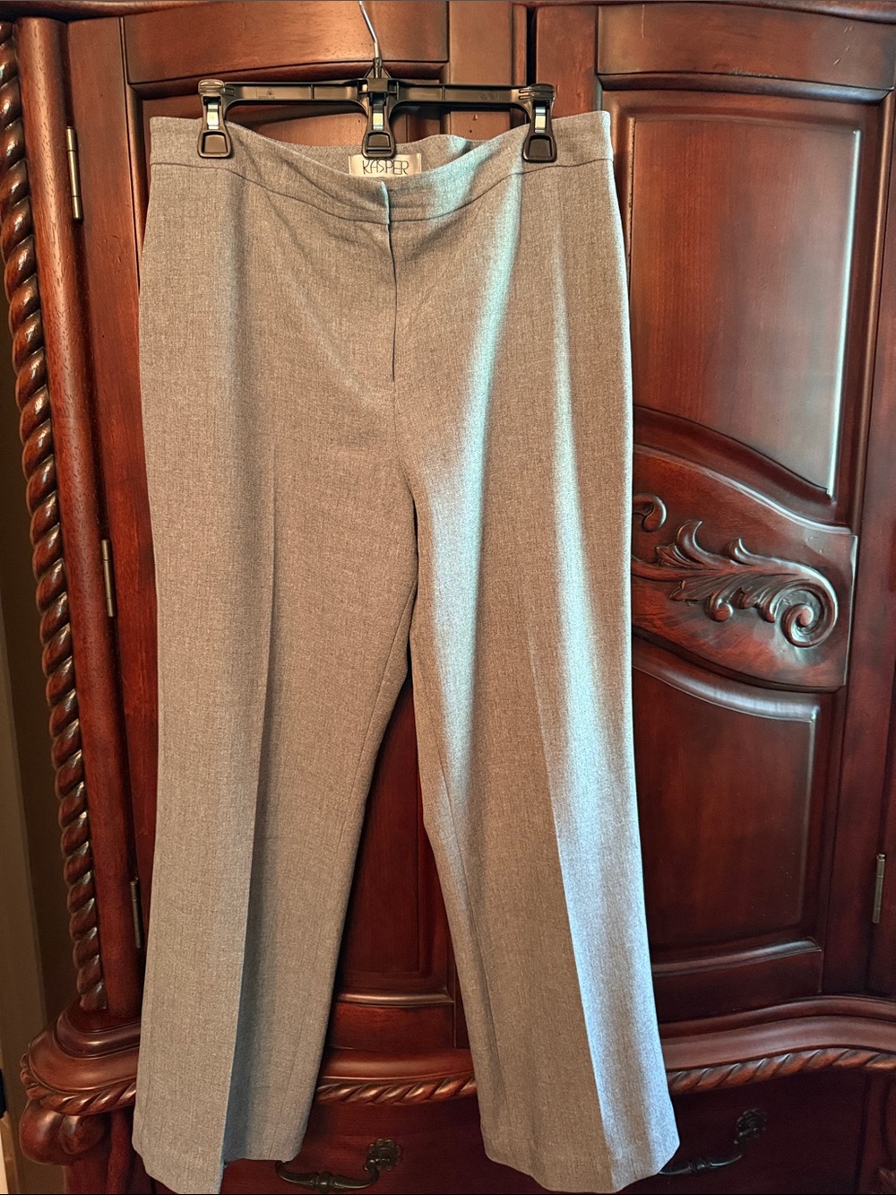 Kasper Light Gray Straight-Leg Dress Pants